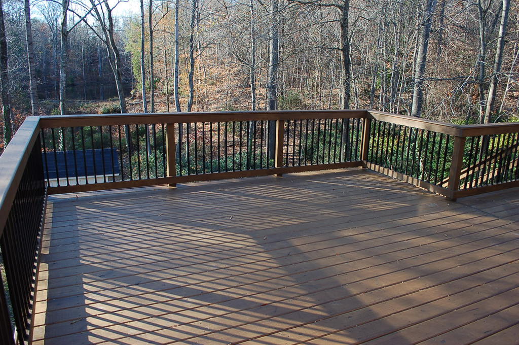Custom wood deck with railings